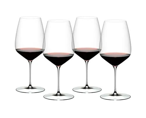 Riedel Veloce Rotweinglas Cabernet/Merlot 4er Set - Hochwertige Rotweingläser aus Kristallglas mit 829 ml Fassungsvermögen, perfekt für Weinliebhaber und besondere Anlässe.
