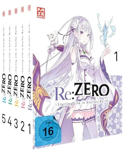 Re:ZERO - Staffel 1 - Gesamtausgabe - Bundle Vol.1-5 - DVD - Erlebe die spannende Welt von Re:ZERO in dieser Gesamtausgabe mit 5 DVDs. FSK 16, inklusive deutscher und japanischer Sprache sowie deutschen Untertiteln. Ein Muss für Anime-Fans!