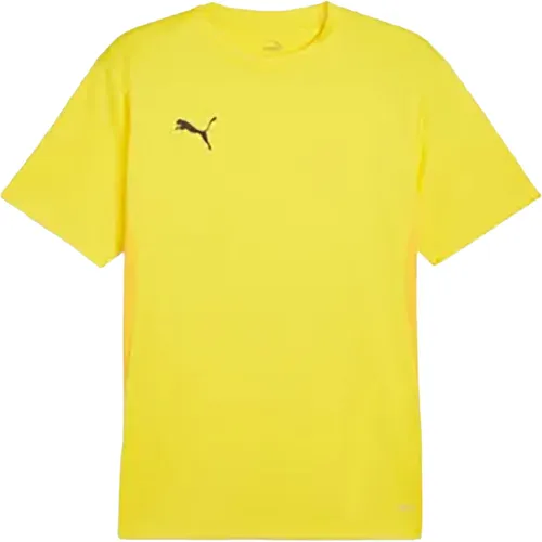 Puma teamGoal Jersey Faster Yellow-Puma Black L - Trikots mit innovativer dryCELL-Technologie für optimale Feuchtigkeitsregulierung, aus 100% recyceltem Polyester, ideal für Fußball, Handball und Volleyball.