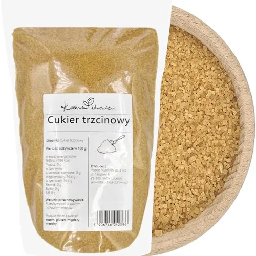 Rohrzucker braun 1 kg für Backen, Desserts & Getränke – KUCHNIA ZDROWIA | Brauner Rohrzucker in Kristallform – zum Backen, für Desserts sowie zum Süßen von Kaffee, Tee und anderen Getränken