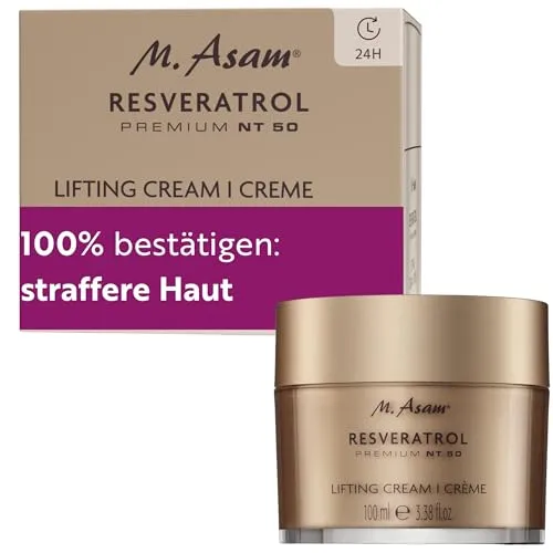 M. Asam Resveratrol Premium NT50 Lifting Nachtcreme 50 ml - Anti-Faltenprodukte für alle Hauttypen, mit Hyaluronsäure für intensive Feuchtigkeit und Straffung, ideal für eine jugendliche Haut über Nacht.