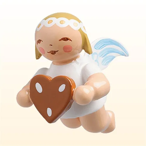 Wendt & Kühn Schwebeengel klein mit Lebkuchenherz – Handgefertigter Christbaumschmuck