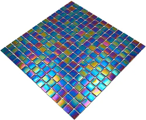 Mosaikfliese Perlmutt Mosaik Glossy Glas iridium schwarz