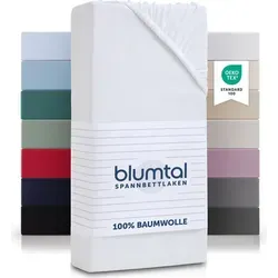 Blumtal Basics Spannbettlaken Topper 140x200cm Jersey - 100% Baumwolle Bettlaken - Weiß - Weiß