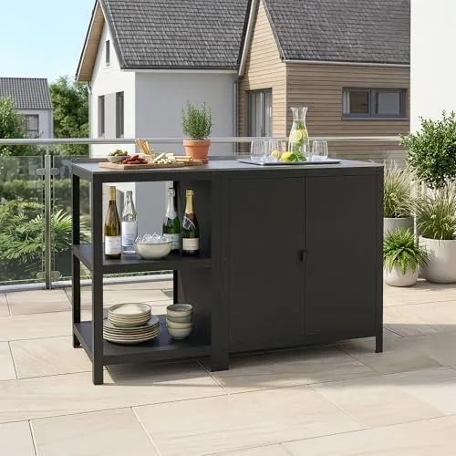 casa.pro Outdoorset Bolognano Gartenmöbelset - Vielseitiges Gartenmöbelset: Wetterbeständiges Outdoor-Standregal und Gartenschrank bieten praktischen Stauraum für Garten und Balkon. Einfacher Aufbau und Pflege.