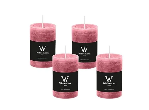 4er Set Adventskranzkerzen Rustik Marble Kerzen durchgefärbt mit Abbrandschutz Altrosa 80 x 68 mm
