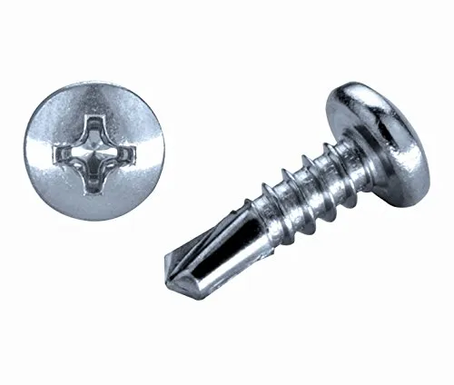 FastBolt 100 Stück Bohrschrauben 4,8 x 16 mm verzinkt mit Linsenkopf selbstschneidend DIN 7504 N-H