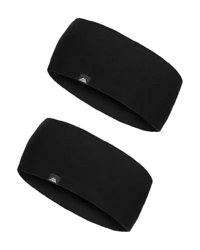 MERINO-STIRNBAND - 2-Pack - Schwarz - S/M - Handy-Headsets und mehr: Das weiche Merino-Stirnband bietet hervorragende Wärme und Atmungsaktivität, ideal für kalte Outdoor-Aktivitäten.