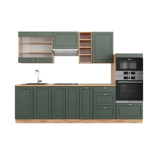 Vicco Küchenzeile Fame-Line Landhaus Eiche Grün Gold 280 cm in grün von Vicco