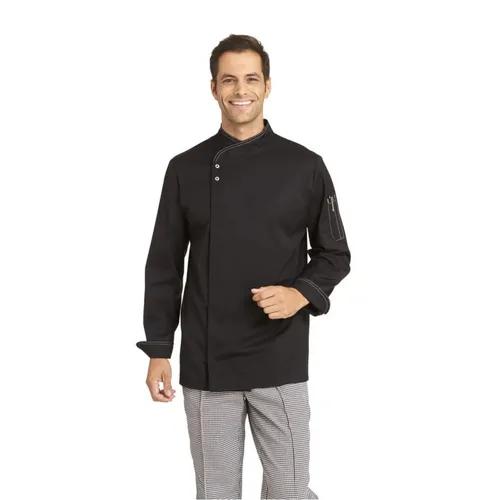 Kochjacke Herren schwarz 12/2444/10, Größe 48 - Arbeits- & Schutzkleidung, stylische und funktionale Kochjacke für Profiköche, bequem und pflegeleicht.