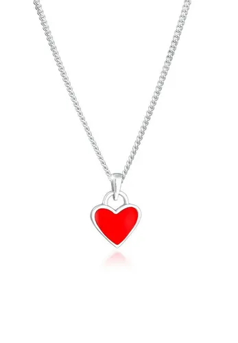 Elli Kette mit Anhänger Kinder Herz Anhänger Emaille 925 Silber, Herz