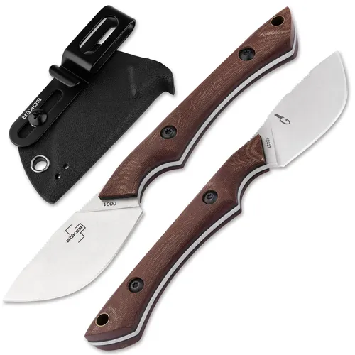 Böker Plus M.U.K. Outdoor Messer 14C28N - Taschenmesser mit ergonomischem Micarta-Griff und langlebiger Kydexscheide, ideal für Outdoor-Aktivitäten und Bushcraft. Lebenslange Garantie inklusive!