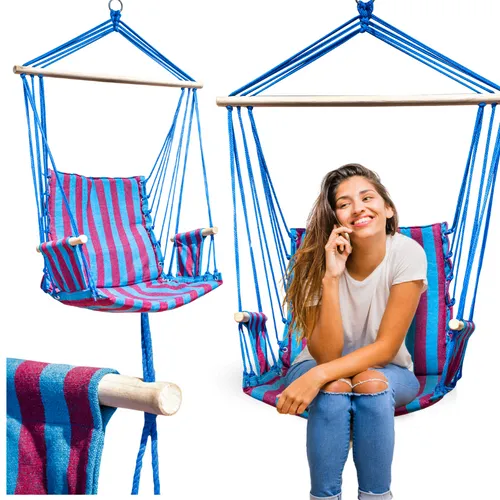 Komfortable Brasilianische Hängematte mit Armlehnen - Sonstige - Diese vielseitige Hängematte bietet optimalen Komfort und Stabilität für entspannte Momente drinnen und draußen. Ideal für Familien und einfach aufzubauen!