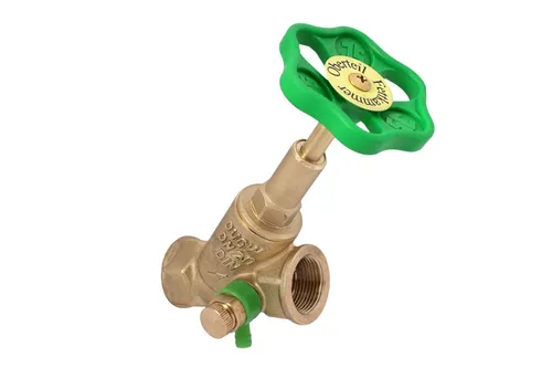 Schlösser Freistromventil 0015104000001 DN 40 - Sanitärinstallation mit Entleerung und steigender Spindel für effiziente Wasserregulierung und Schallschutz.