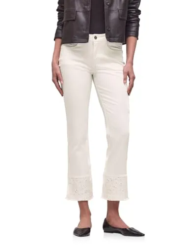 Street One Flared Leg Jeans mit Ziersaum Ecru Washed 26