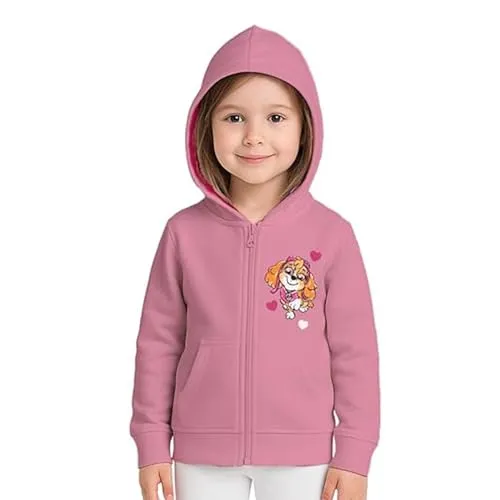United Labels Paw Patrol Sweatjacke mit Kapuze für Mädchen, Rosa, 122-128, Kapuzenpullover mit Reißverschluss, Hoodie Kapuzenjacke für Kinder