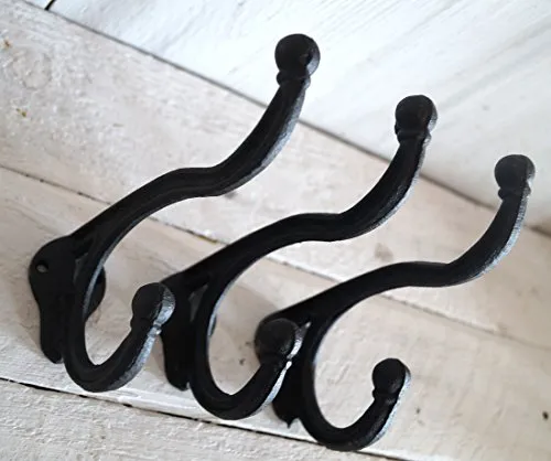 Lilienburg 3er Set Garderobenhaken Haken Garderobe Wandgarderobe Kleiderhaken Metall Nostalgie massiv schwere Qualität