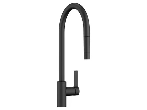 Dornbracht Tara Ultra Pull-Down Schwarz Matt - Hochdruckarmatur für moderne Küchen - Elegante Armatur mit ausziehbarem Auslauf und 360° Schwenkbereich, ideal für effizientes Arbeiten in der Küche.