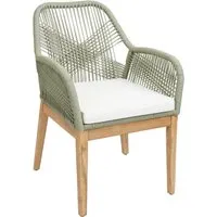 Gartenstuhl MCW-H56b - Wetterfester Outdoor Sessel mit Rope und Akazienholz - Gartenstühle mit dekorativem elastischen Seilgeflecht und hochwertigem Akazienholz, ideal für stilvolle und langlebige Gartenmöbel.