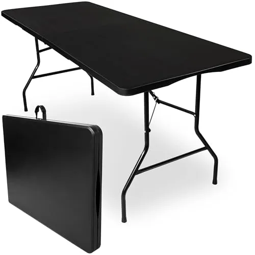 BESTIF Gartentisch klappbar Campingtisch Buffettisch Falttisch mit Tragegriff Stabiler Klapptisch für In- und Outdoor | 180x70x74 cm (Schwarz)