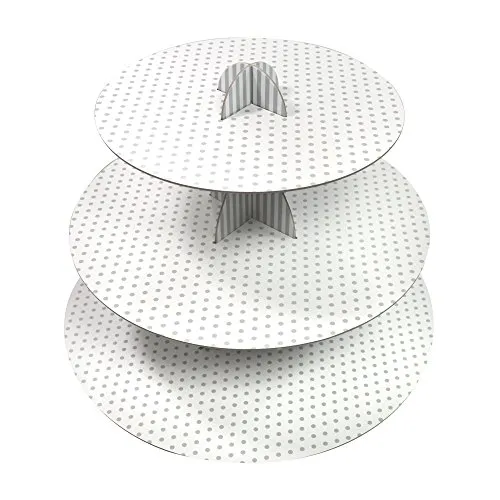 Frau WunderVoll® MUFFINSTÄNDER GRAU, Weiss aus festem Karton im Wendedesign mit 3 Böden/Etagere, Cupkakeständer, Tortenständer, Kindergeburtstag, Hochzeit, Party, Geburtstag, Candy Bar