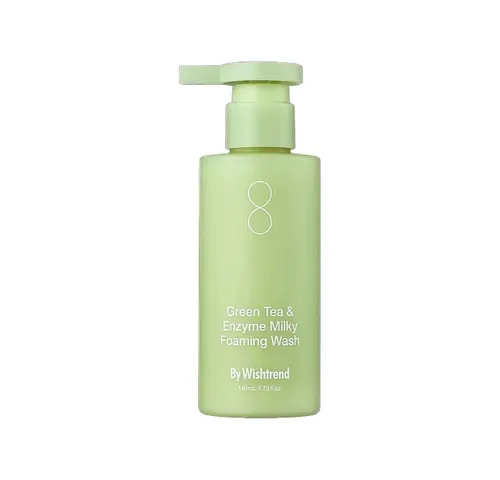 By Wishtrend Green Tea & Enzyme Milky Foaming Wash 140 ml - Reinigungsprodukt für die Hautpflege, sanfter enzymatischer Reiniger mit grünem Tee und Haferextrakt, beruhigt und hydratisiert die Haut intensiv.