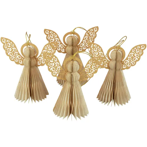 Papierengel Weihnachtsengel Deko Baumschmuck Creme H12cm 4St Set - Wunderschöne Weihnachtsengel aus Papier im 4er Set, idealer Baumschmuck für festliche Dekoration. Höhe 12 cm, in eleganter Cremefarbe, schaffen eine gemütliche Atmosphäre.
