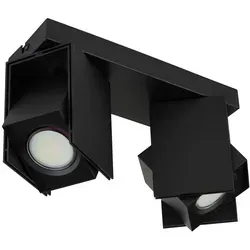 Moderne Deckenleuchte mit beweglichen Spots - Lampen – Stilvolle Deckenleuchte aus schwarzem Aluminium mit 2 beweglichen GU10 Fassungen, individuell einstellbar für perfekte Lichtakzente in Ihrem Wohnzimmer.