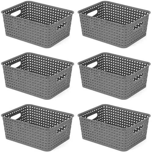 Winter Shore Plastik Korb Aufbewahrung (6er-Pack) in Grau in grau von Winter Shore