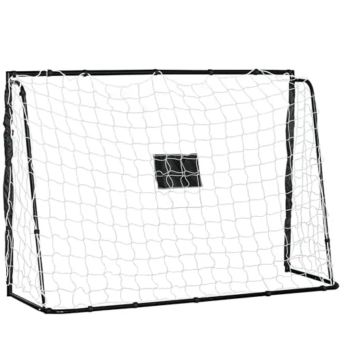 HOMCOM Fußballtor - Fußballkäfig - Trainingstor Abm. 186L x 62l x 123H cm - Metallrahmen PE-Netz - inkl. Heringe & Werkzeug - schwarz weiß