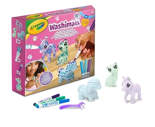 CRAYOLA - Washimals Pets - Nachfüllset mit 3 Tierbabys Pastellfarben, 3 abwaschbare Filzstifte und Bürste, Spiel und Geschenk für Kinder, ab 3 Jahren, 74-7511