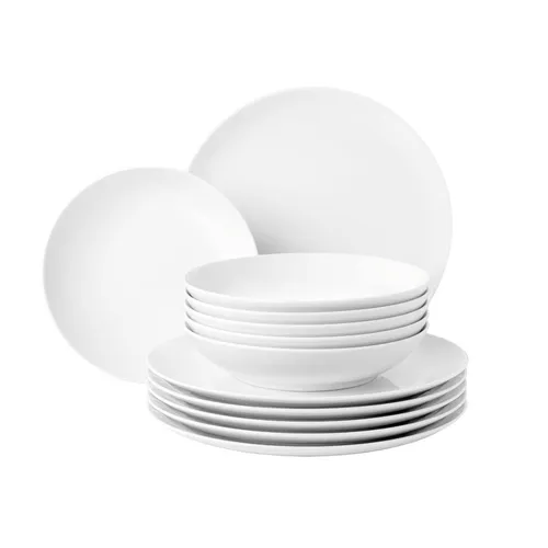 Seltmann Weiden Tafelservice 12-tlg. Liberty weiß - Hochwertiges Hartporzellan mit hoher Kantenschlagfestigkeit, umweltfreundlich und Made in Germany