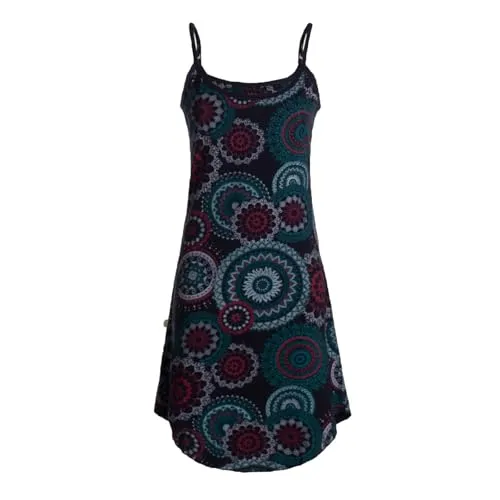 Vishes Spagettiträger Damen-Kleid in schwarz I Größe 4XL (46) I Handgefertigt aus 100% Baumwolle I Kleid mit verstellbaren Träger I Ideal für Sommer I Nachhaltige Alternative Bekleidung