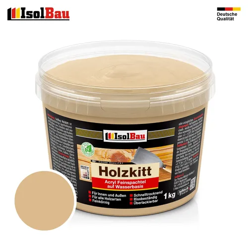 Holzkitt Spachtelmasse Holzspachtelmasse Innen Außen 1 kg Eiche Hell ( Nr. 18 )