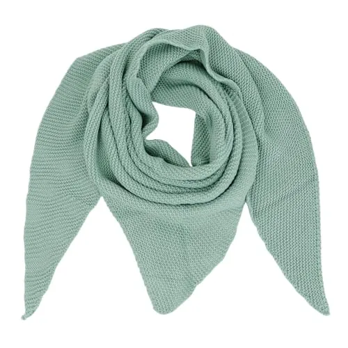 MIRROSI Dreieckstuch Strickschal warmer Dreiecksschal ca.180x72 cm, Leicht (Made in Italy, Uni Farbe), in tollen Farben 5% Alpaka Wolle (Mint)