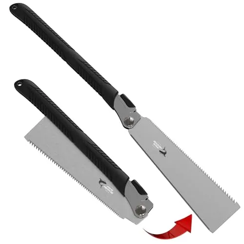 FAMEX 5523 Profi Japansäge 240mm – Klappsäge für präzise Holzarbeiten - Sägen für Hart- und Weichholz, mit extrem scharfer „SHARK“-Zahnung für saubere Schnitte. Die einklappbare Ryoba-Säge ermöglicht vielseitige Gehrungsarbeiten.