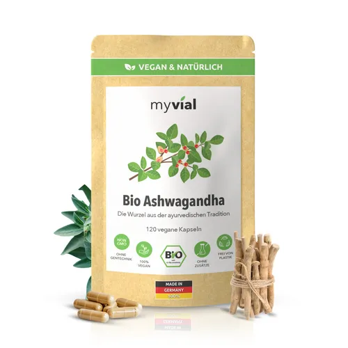 Bio Ashwagandha – 120 vegane Kapseln | 500 mg pro Kapsel | 40 Tage Vorrat