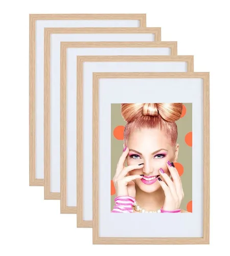 IDEAL TREND Bilderrahmen 3er 5er Set - Holz Bilderrahmen Set für stilvolle Collagen, ideal zum Aufhängen und Aufstellen, mit robustem Kunststoffglas für zeitloses Ambiente.