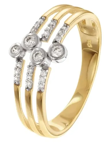 trendor Damenring 925 Silber Vergoldet Mit Zirkonias zauberhaftes Accessoire für Frauen, wunderschönes Schmuckstück, 68996-58 Ringgröße 58/18,5