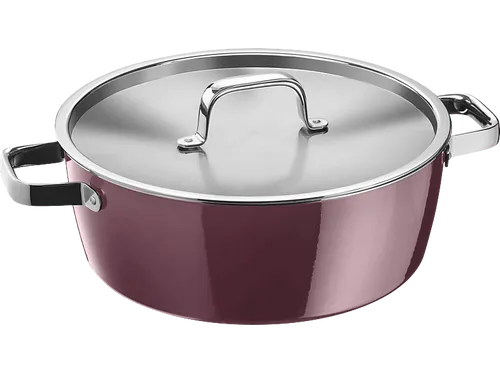 WMF Fusiontec Aromatic Schmortopf 28 cm in Rose Quartz - Pfannen: Hochwertiger Schmortopf mit innovativem Edelstahldeckel für zarte, geschmacksintensive Gerichte und bis zu 25% mehr Flüssigkeit, backofengeeignet bis 250 °C.