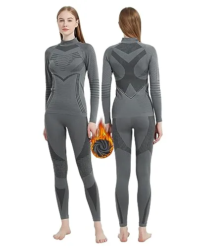 MeetHoo Thermounterwäsche Damen, Funktionsunterwäsche Set Funktionswäsche Thermoaktiv Thermowäsche Base Layer Skiunterwäsche Skifahren Laufen
