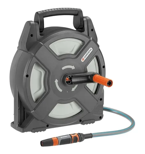 Gardena Terrassenschlauchbox City Gardening 10 m - Schlauchtrommel mit 10 m Schlauch, platzsparendes Design für gepflegte Terrassen und einfache Handhabung.