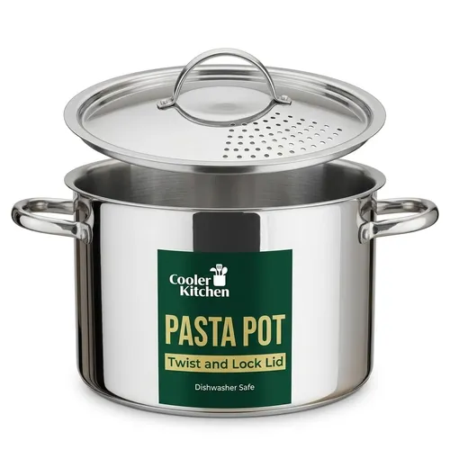 Cooler Kitchen Pastatopf aus Edelstahl mit Siebdeckel – 5,5 L