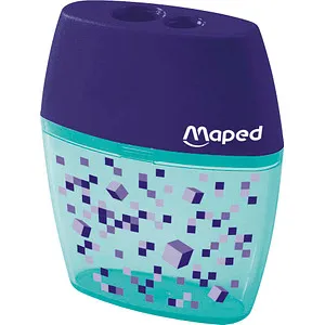 Maped Anspitzer Shaker Pixel Party - 2-Loch Anspitzer mit ergonomischem Design, großer Behälter für sauberes Arbeiten und modischem Retro-Look