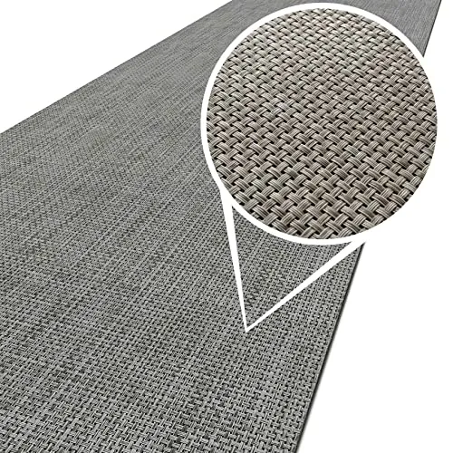 ANRO Läufer In-/Outdoor Teppich wasserfest Balkon Teppich auch für Balkon und Terasse Flur Bodenmatte wetterfest Grau Abwaschbar 100 x 50cm