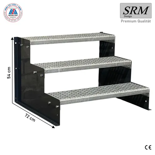 Standtreppe freistehend 3 Stufen Anthrazit Stahl