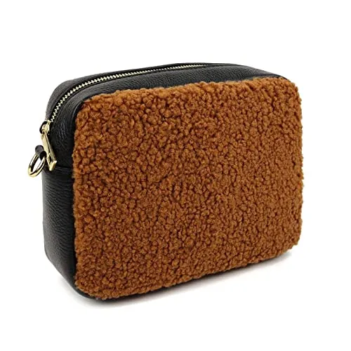 OBC Damen Teddy Umhängetasche aus Kunstfell