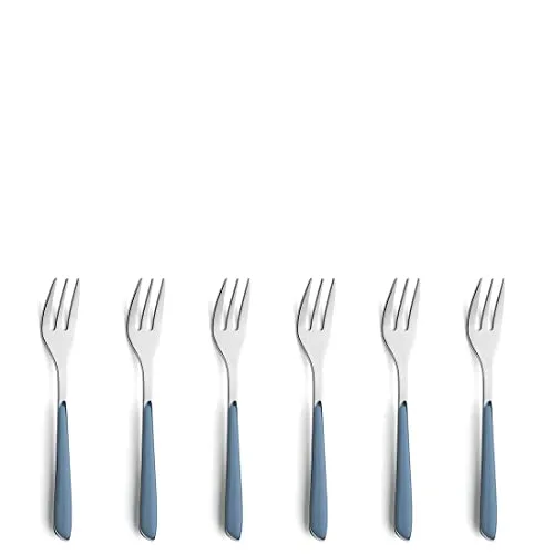 Kuppels PRISMA Kuchengabel-Besteck Set aus 18/0 Edelstahl, 6-teilig, für 6 Personen, hochwertige Kunststoffgriffschalen in Denim Blau, rostfrei & spülmaschinenfest