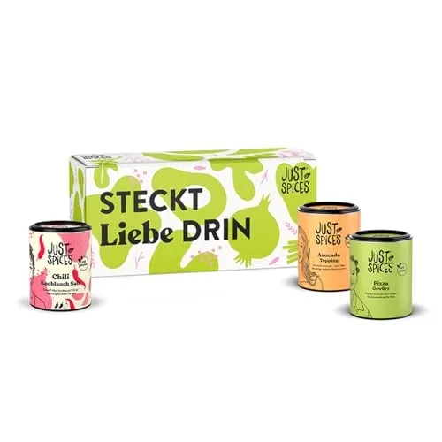 Produktbild Just Spices Von Herzen Geschenkbox I Geschenkset mit 3 Gewürzdosen I Für Hobbyköche, gemeinsame Kochabende, Valentinstag
