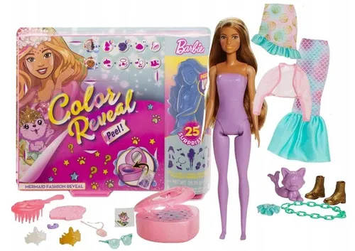 BARBIE COLOR REVEAL MERMAID DOLL + Accessories Play Set GXV93 - Puppen & Spielsets: Entdecke die Magie mit der Barbie Color Reveal Meerjungfrau, inklusive aufregenden Accessoires für kreatives Spielen.
